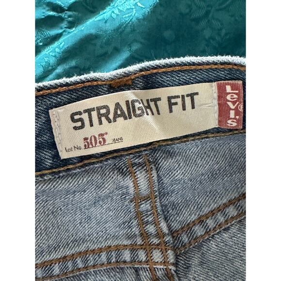 Levi's 505 Denim Jeans Size Waist 35 Classic Loose Fit Baggy Medium Wash - Picture 9 of 14